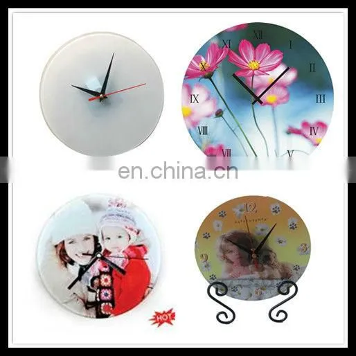 sublimation tempered glass clock for wall or desk