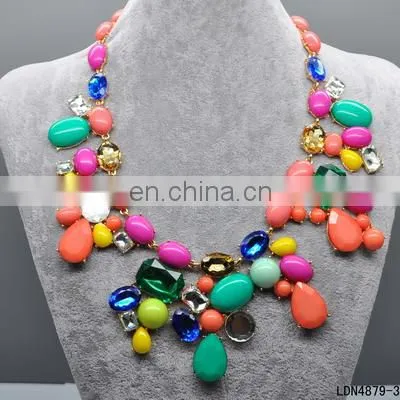 Bib and foral orange pendant with transperament crystal bib necklace jewelry