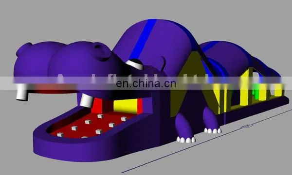 2014 newest design inflatable hippo obstacle course