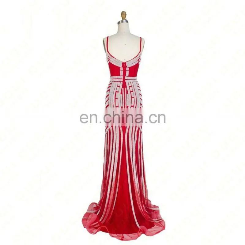 Robe De Soiree Evening Dresses Party Gold color Red Royal Blue Tulle Crystal Occasion Formal Women Prom Dress Long