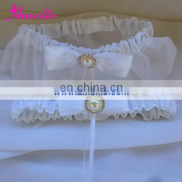 A-R8 Embroidery wedding bridal organza garter