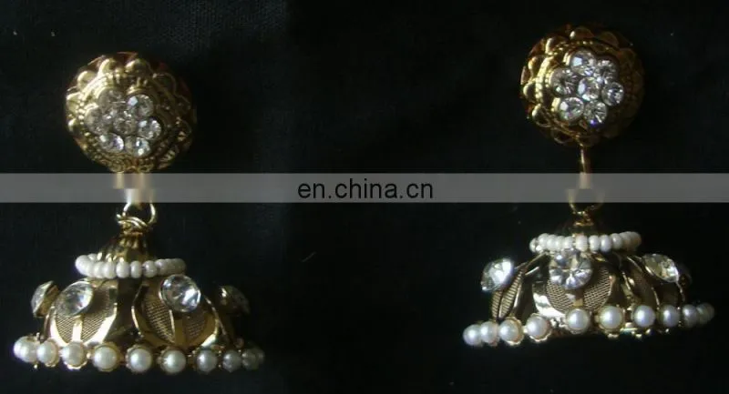 Indian Jewelry Jhumka Earrings, Big jhumka, Gold silver plated earrings Manufacturer
