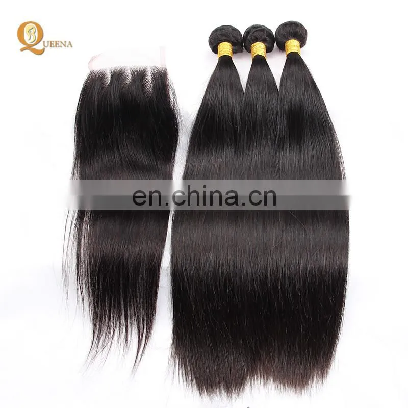 Unprocessed Wholesale Virgin Brazilian Straight Hair Weave Bundles With Closure Brazilian Hair Closure