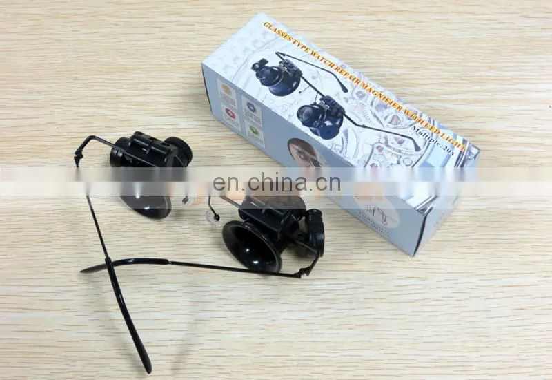 Binoculus Glasses Loupe LED Light 20X Eyewear Magnifier