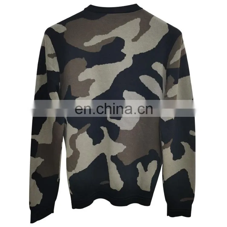 DiZNEW Wholesale Custom 100% Cotton Camo Sweaters O-neck Sweater Men