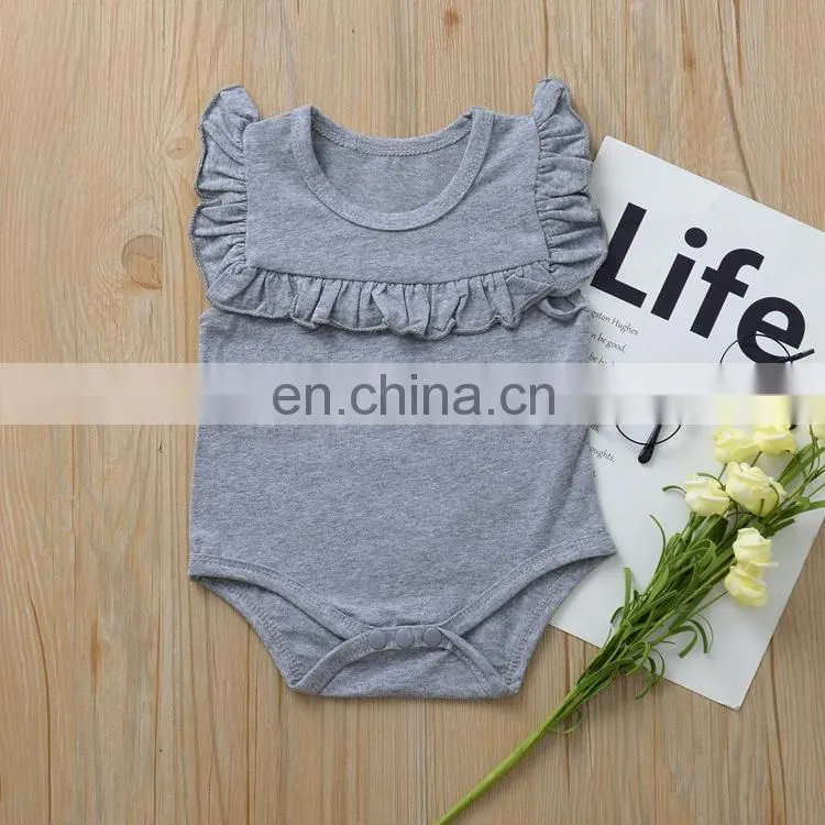 Baby Fashion Wholesale Sweet Style Cotton Clothes Baby Girls Cotton Ruffle Romper