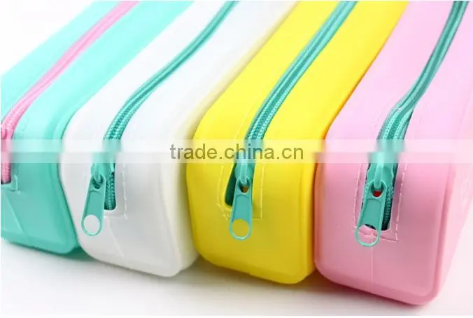 Popular Manufactory Price Silicone Square Zippered Pencil Case For Kids