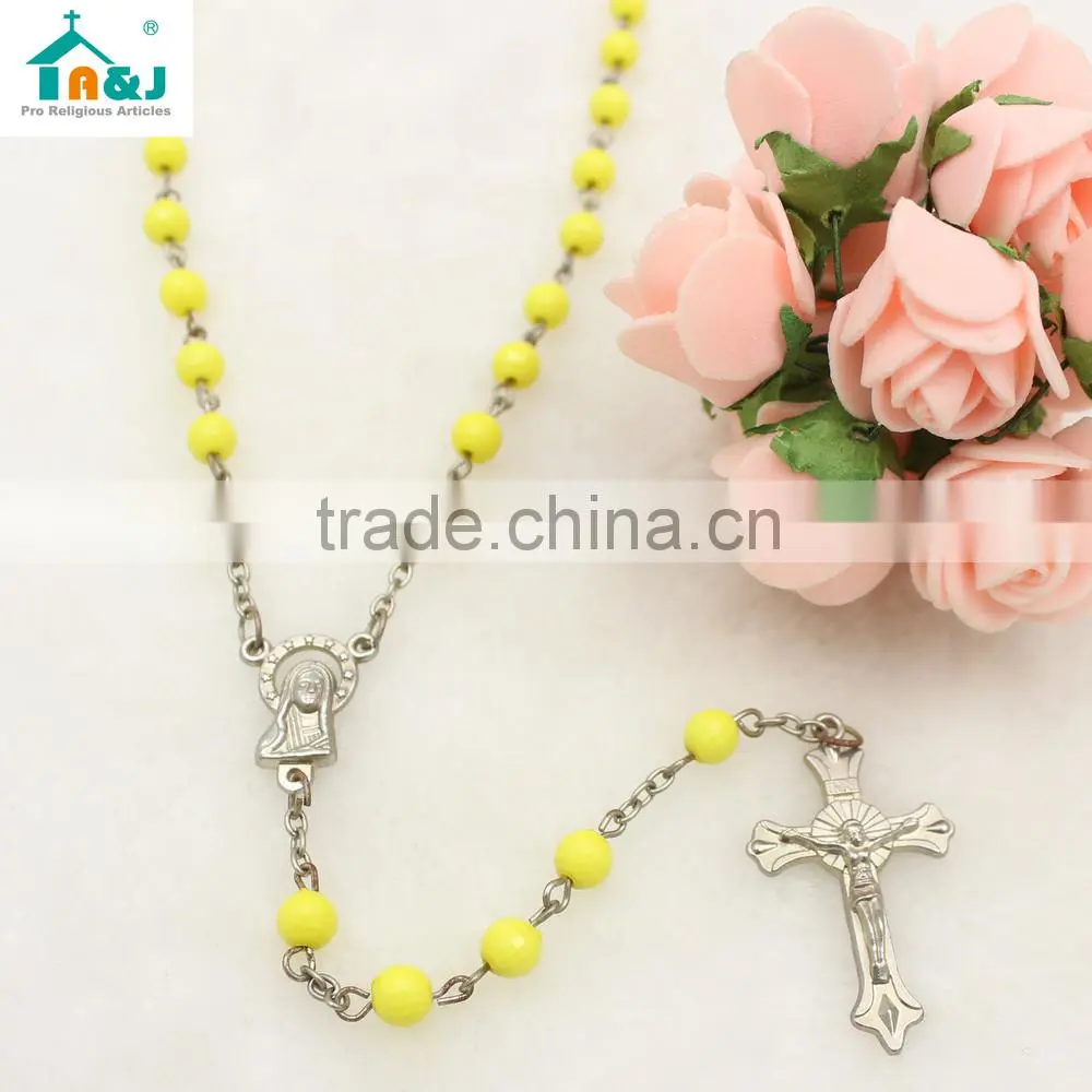 Fashion plastic rosary faceted bead wholesale necklace