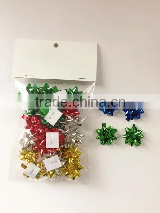 2016 New Design High Quality Gift Decorative Set/ star bows and matte metallic curly ribbons