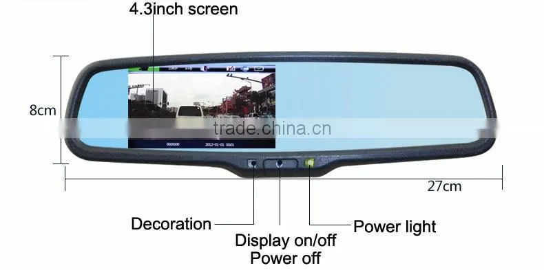 OEM mirror monitor 4.3" display Car DVR Mirror Monitor with Original Bracket Rearview Parking monitor1080P