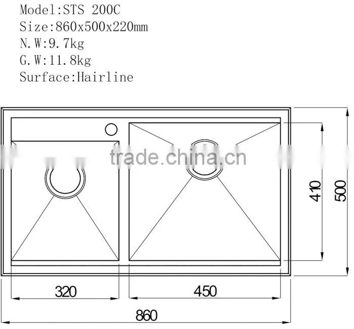 Handmade Sus 304 Rectangular Wash Basin