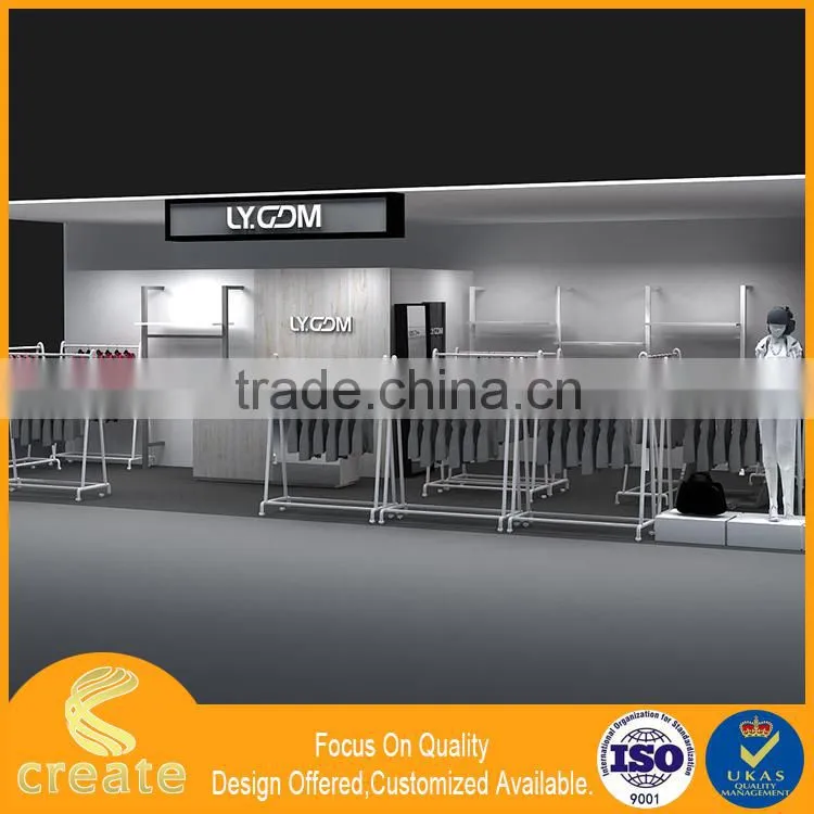 Hot sale Retail store man's clothes showcase,showcase shelf for clothing display stand,metal rack