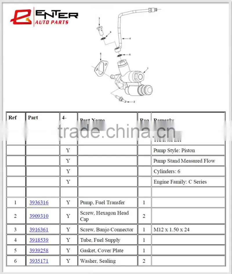 3936316 3415661 macropore type diesel fuel pump