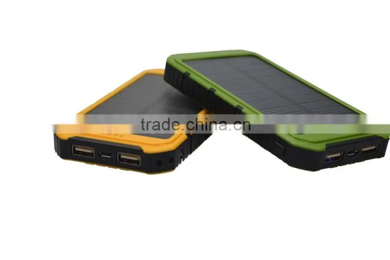 Fashionable dual usb portable powerbank solar 10000mah