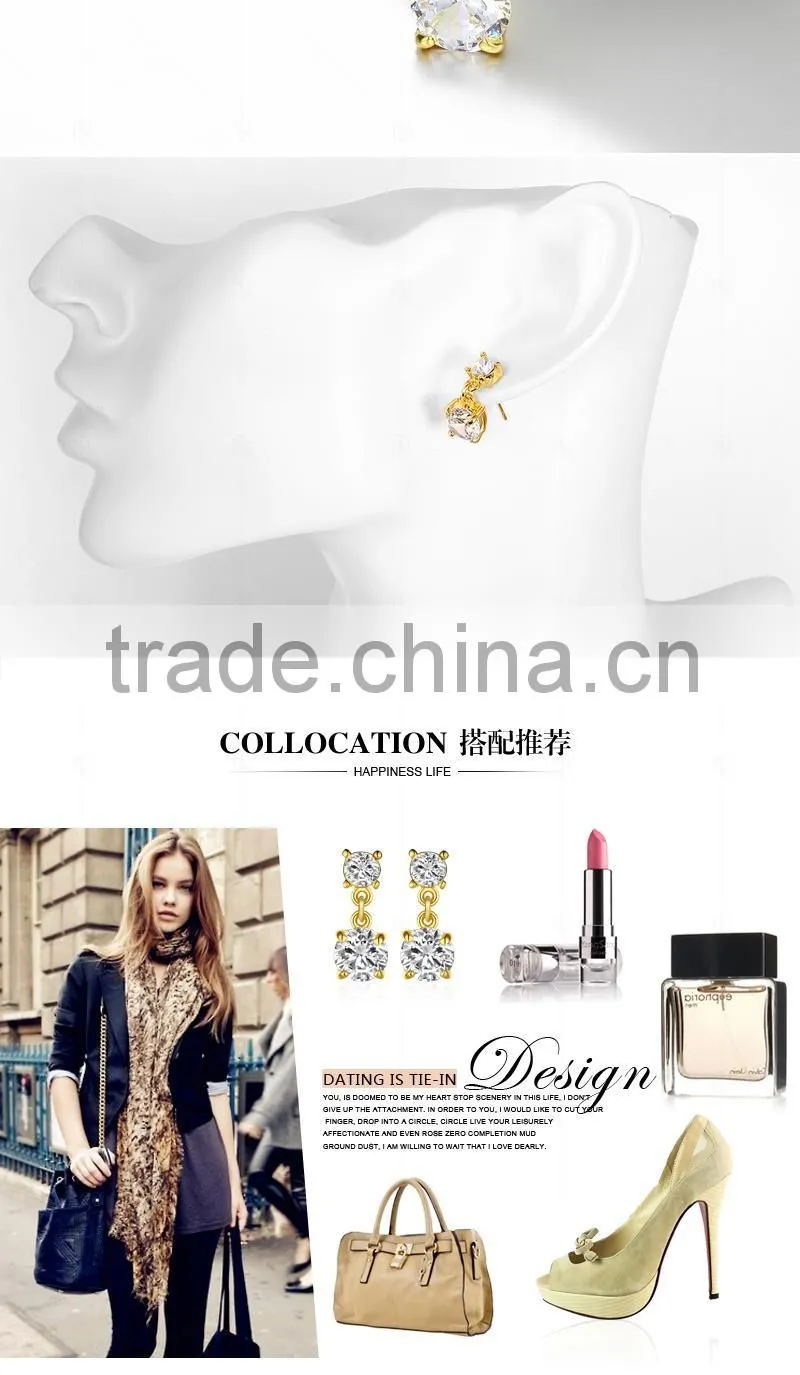 Fine Jewelry Hanging Women's Wedding Shining Earrings