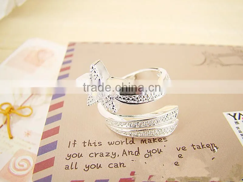 New Arrival Unisex Korea Jewelry Copper Plated With Silver Shape Star Series Ring With High Quality