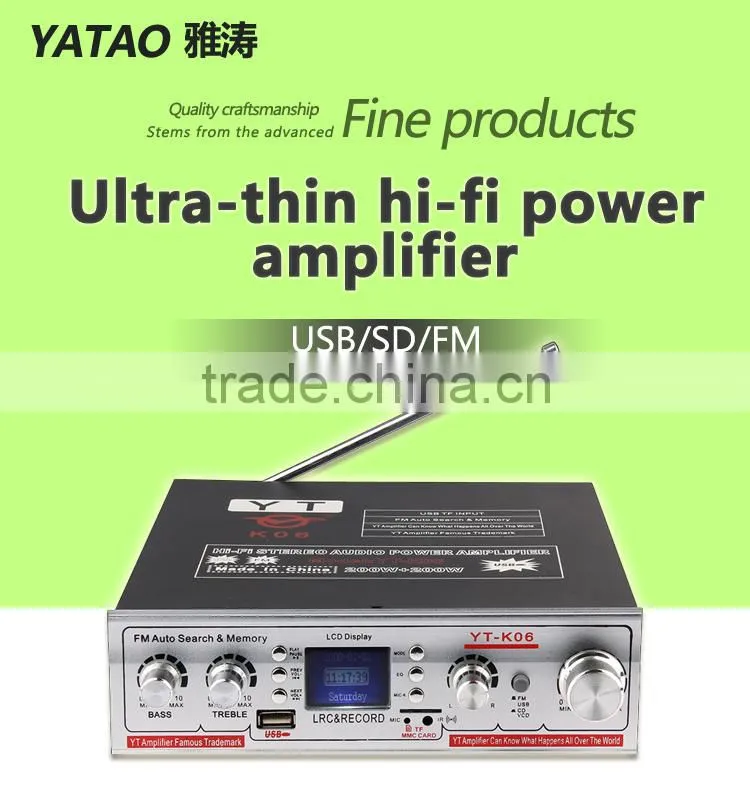 High end audio amplifier YT-K06 with usb/sd/lcd