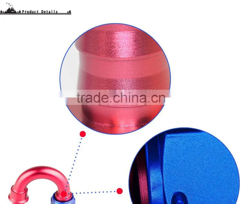 Interchangeable Iso9000 Wholesale Aluminum Oil Cooler Hose Fitting 180 Degree Push On End blue and red 10-180-04