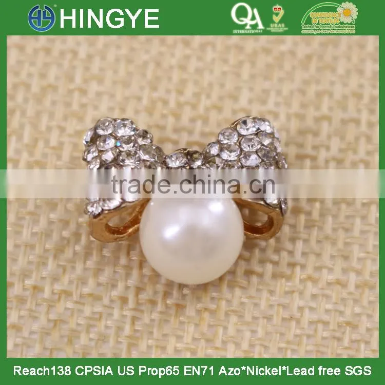 wholesale small rhinestone alloy bow for kids clothing 15775-3