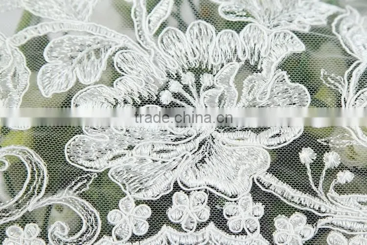 wholesale cheap nylon cotton 3d flower lace embroidered new york wholesale fabric lace for dress