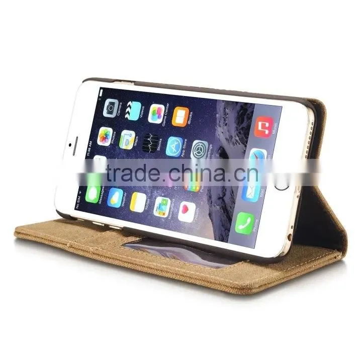 Caseme 006 waterproof wallet jean cloth case for iphone 6s/6 flip holder case with inner card slot for iphone 6s/6