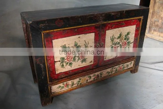 Reclaimed Wooden Funiture/ Antique Mongolia painting cabinet