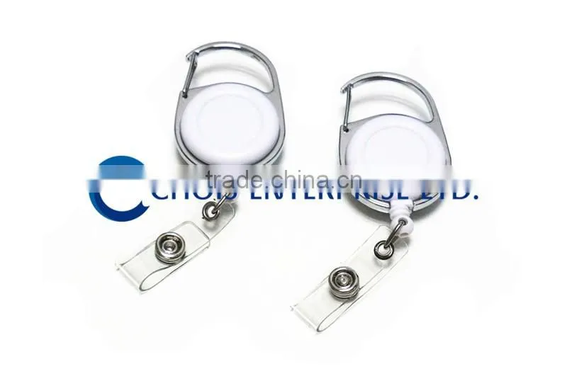 Promotion Custom Carabiner Hook Plastic Badge Reel, Retractablce Badge Holder