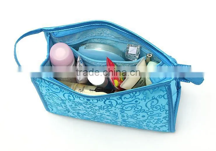 Promotional Blue Satin cosmetic bags