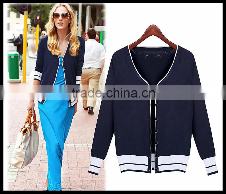 Alibaba China whloesale Lady V-neck preppy style sweater cardigan korean modern fashion