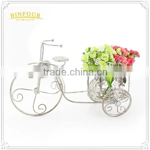 metal white round holder gardening flower pot