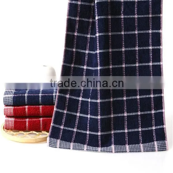 100% cotton yarn dyed dark color squares jacquard luxury face towel wholesale