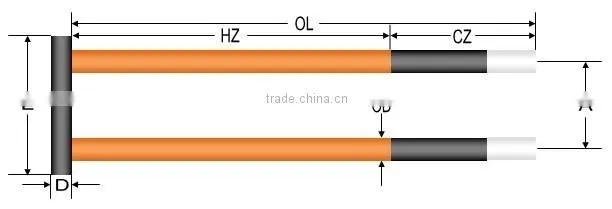 STA Zhengzhou 1500C U type Sic heating element for electric Furnace