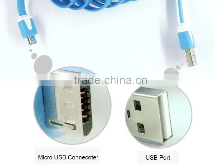 1M Colorful Noodle usb micro cable for Blackberry