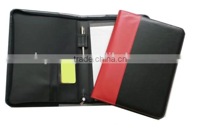 Black 3 Ring Leather Portfolio Binder With Zipper