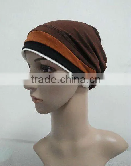 C004 new muslim underscarf with 3 lines,cotton underscarf and hats