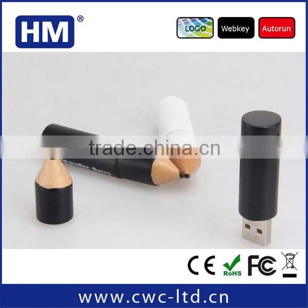 shenzhen factory custom design wholesale high speed pencil wooden usb pen drive
