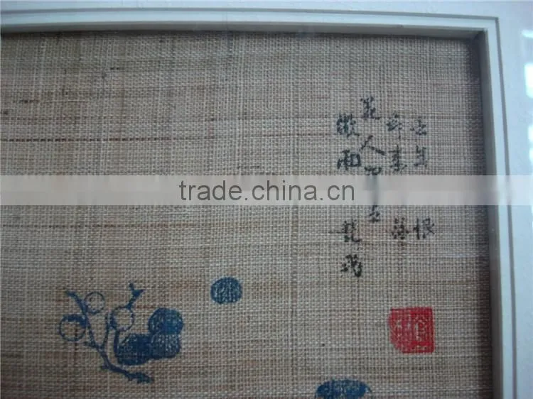 ramie cloth printed framed painting for home decoration