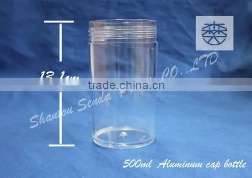 PS clean acrylic bottle with golden cap,high quality acrylic bottle for sales,wholesales Aluminum screw cap empty PS pill bottle