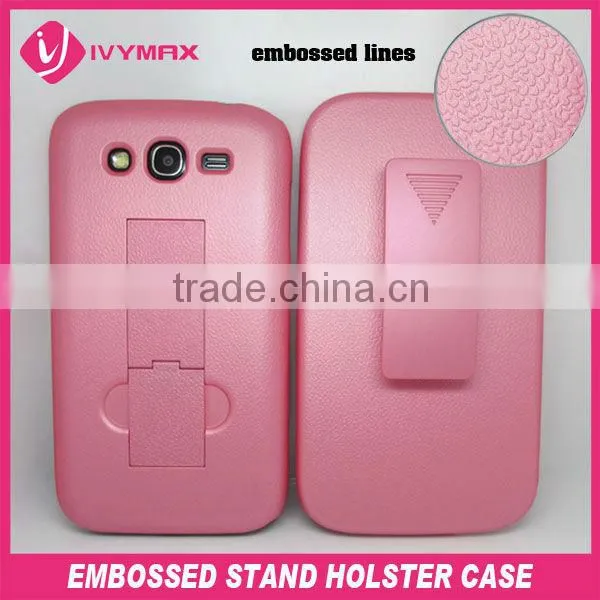 2013 new products mobile phone accessory for samsung grand duos i9082 embossed flip holster combo case