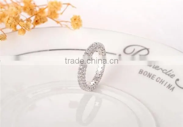 Fashion silver full of crystal wedding ring