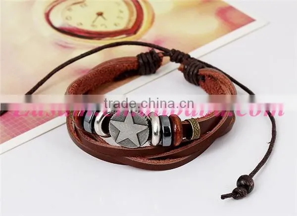 Yiwu bracelet wholesale thin leather mens bracelet