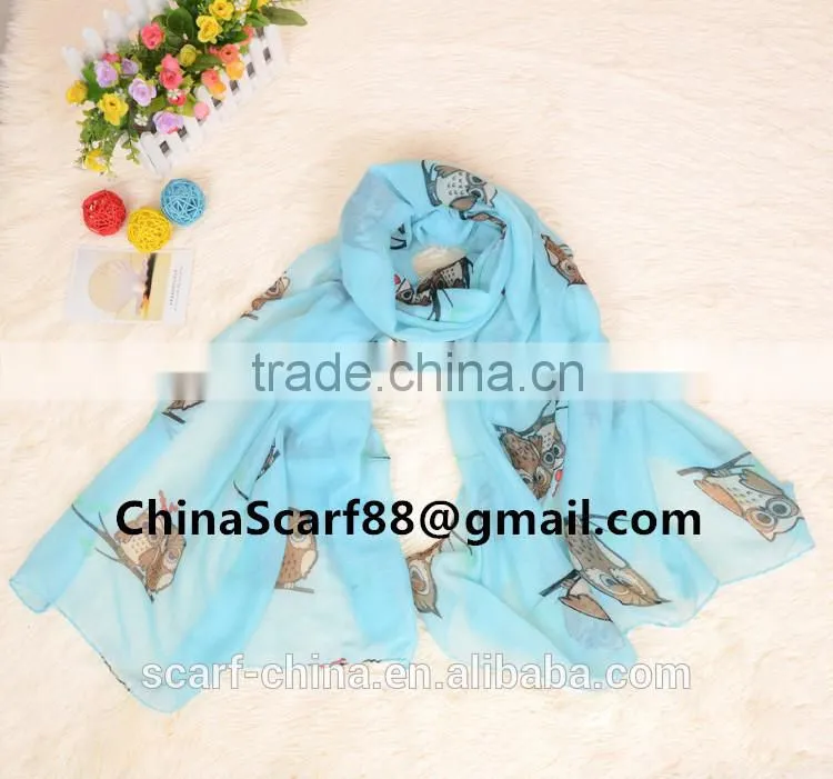 Wholesale owl viscose scarf