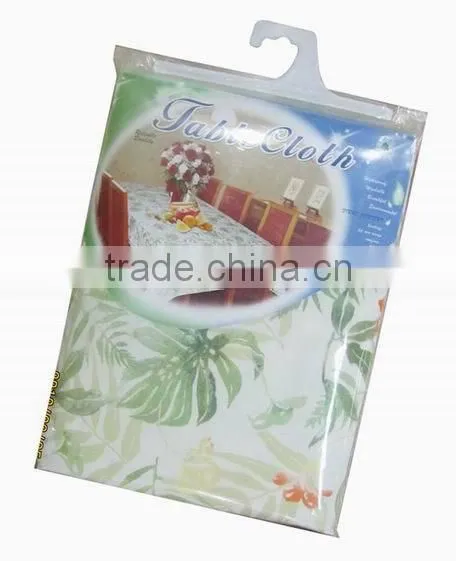 printed obling Vinyl table cloth with flannel backing with waving stitched edge