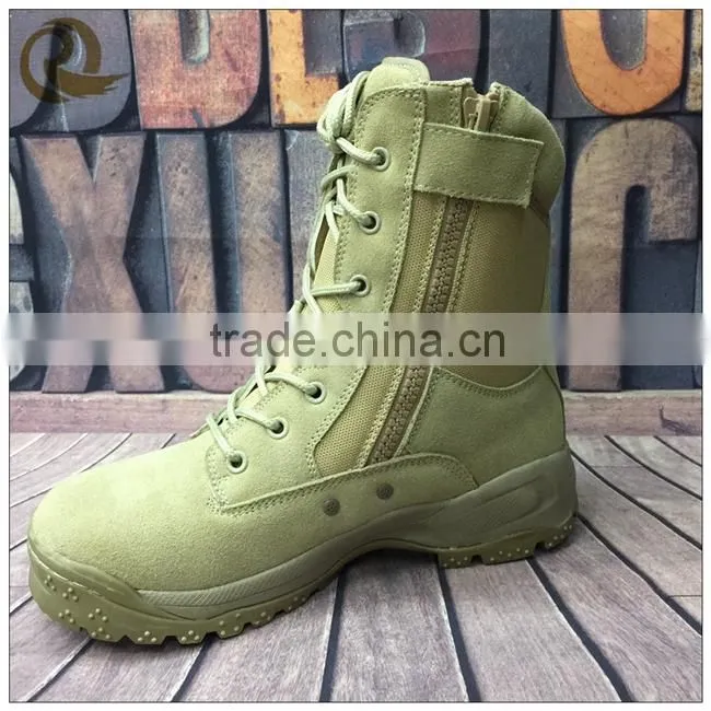 Factory direct sale hkaki leather desert combat tactical boots military with zipper