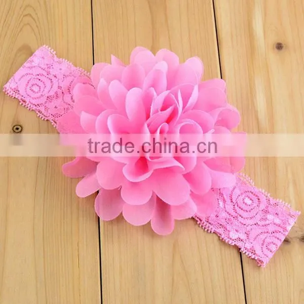 lace elastics chiffon flower baby hair colorful head bands