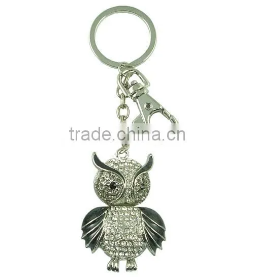 2015 fashion animal owl key chain with cz stones