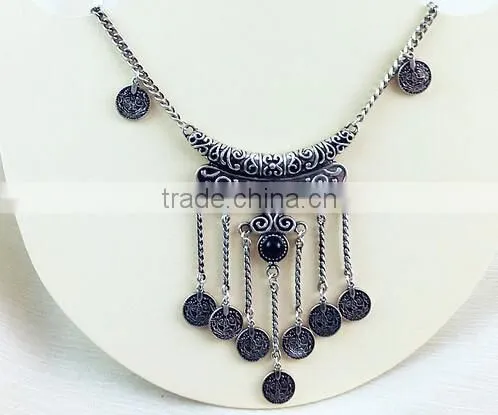 Wholesale Boho Antique African Statement Coin Long Tassel Pendants luxury necklace