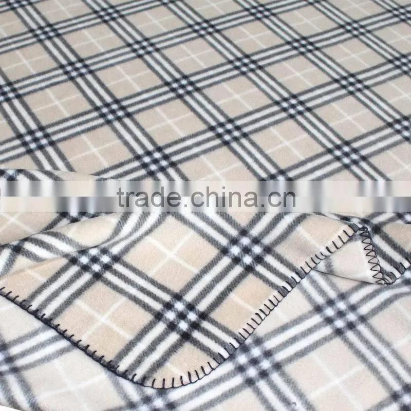 Cheap All Season Travel Plaid Fleece Blanket with carry strap