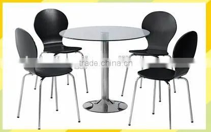 2016 morden glass top 4 seaters dining tables with pvc chairs