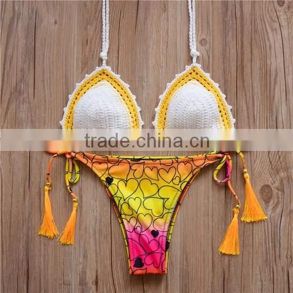 wholesales of crochet sex swimsuit , lady's crochet triangle bikini